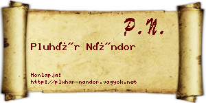 Pluhár Nándor névjegykártya